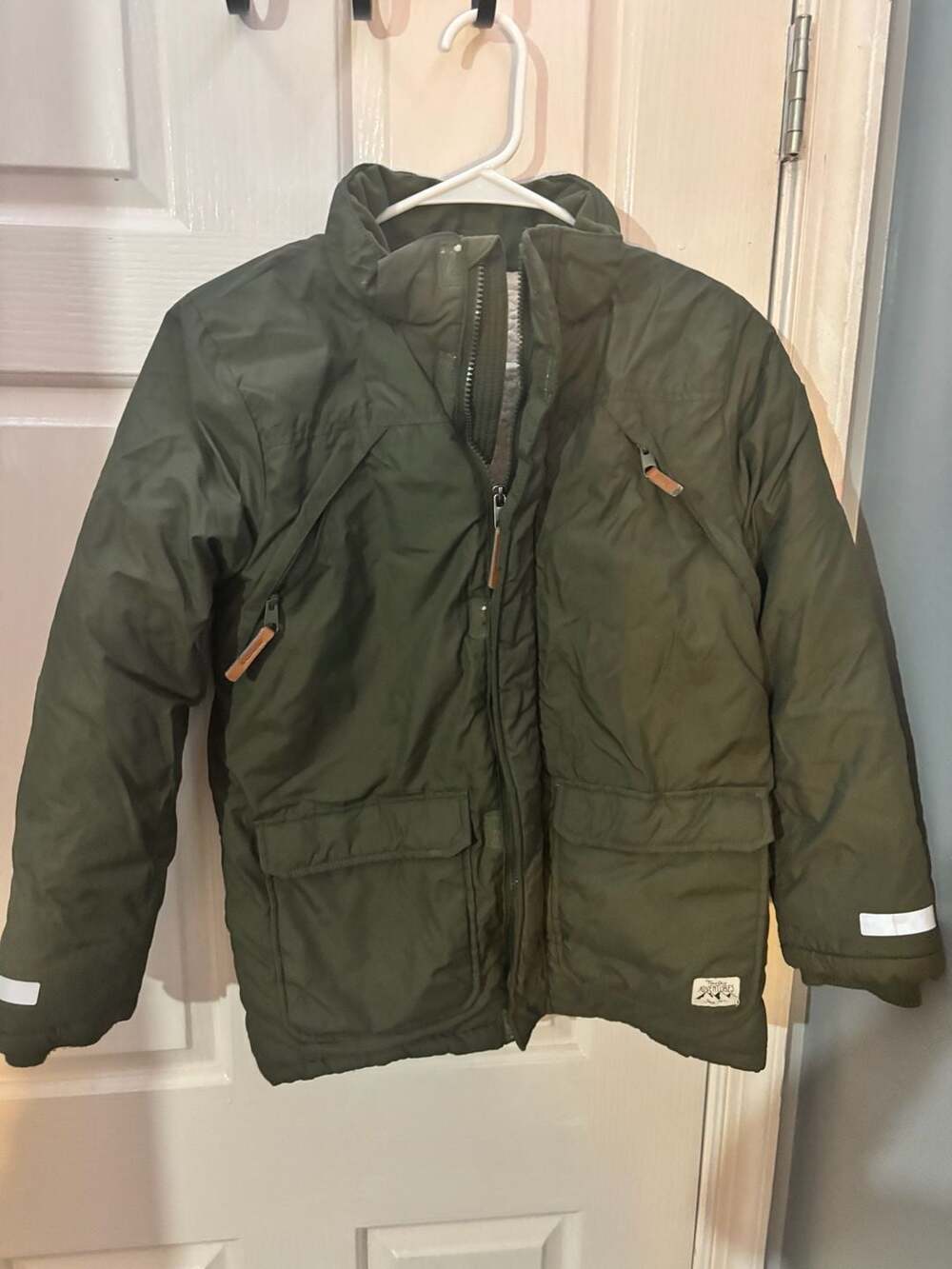 H&M Kids Green Winter Parka Jacket with Sherpa Lining Size 9-10Y